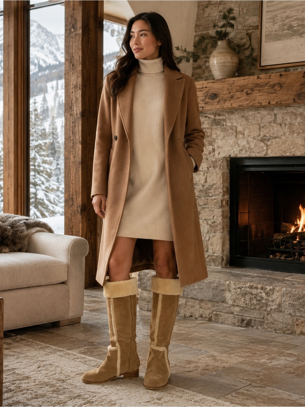 BCBGMAXAZRIA Ma-Dorota Suede and Shearling Tall Boots